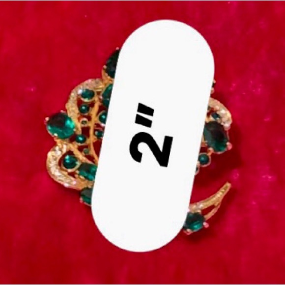 💎 Vtg. Camrose & Kross Jbk Emerald & Clear Glass Rhinestone Feather💎#BROC - Picture 16 of 16